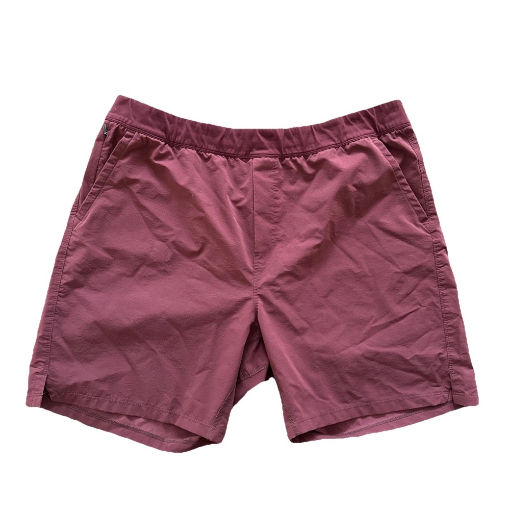 Public Rec Shorts Men 42 Burgundy Elastic Waist 7" Inseam Stretch Casual